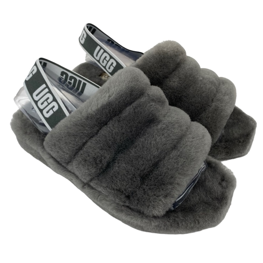 UGG Fluff Yeah Slide Charcoal Gray CHRC 1095119 NEW Women’s Size 8 - Picture 5 of 10